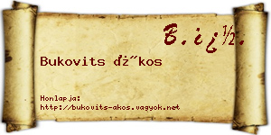 Bukovits Ákos névjegykártya